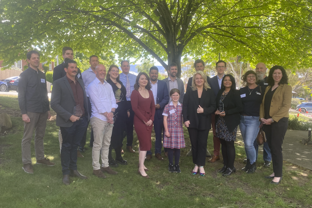 all finalists for STEM X awards standing outside